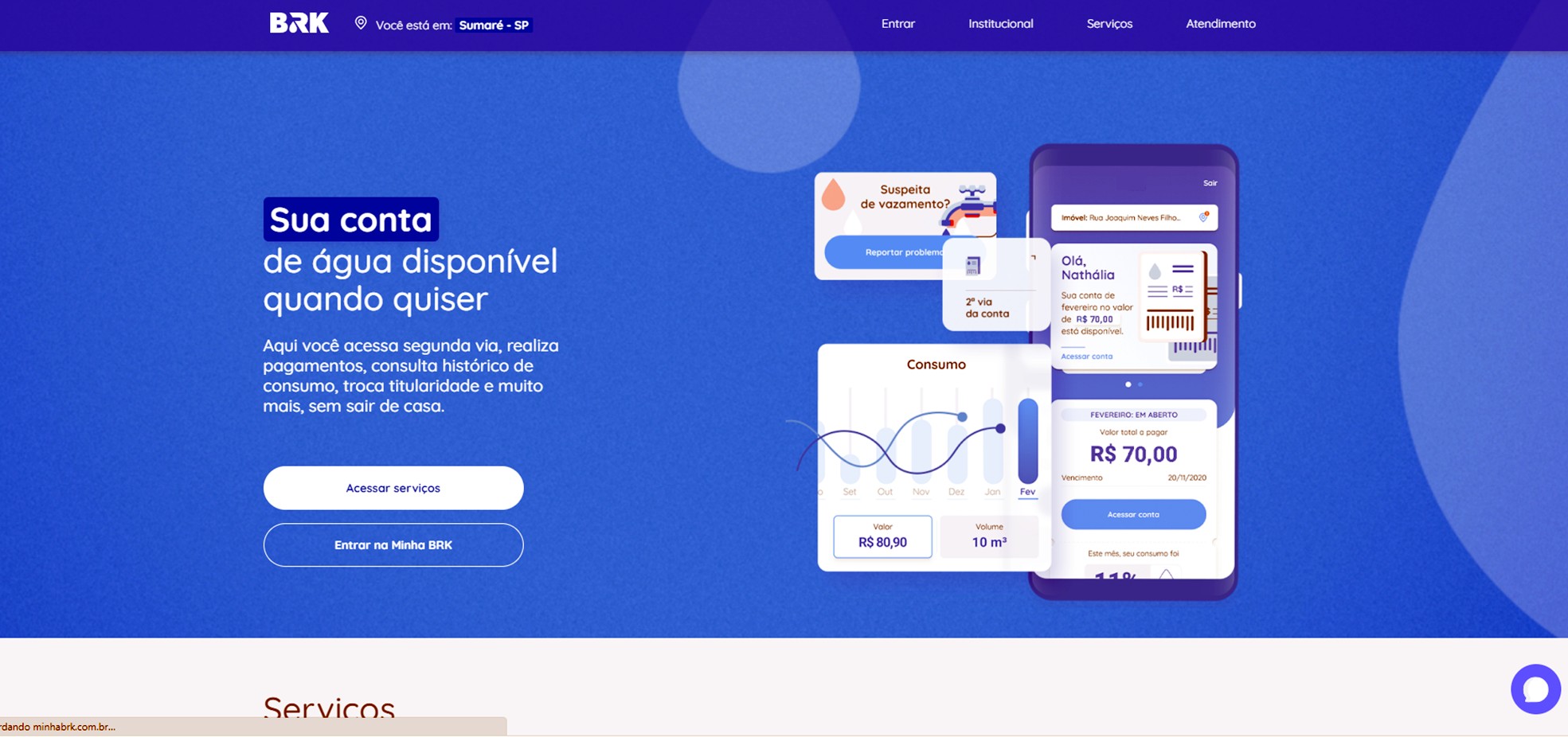Agência virtual de atendimento da BRK facilita experiência dos clientes