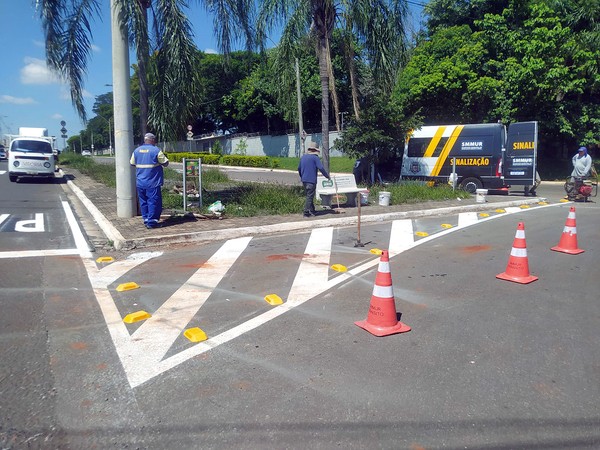 Reforço da sinalização de solo é intensificado em mais bairros de Sumaré
