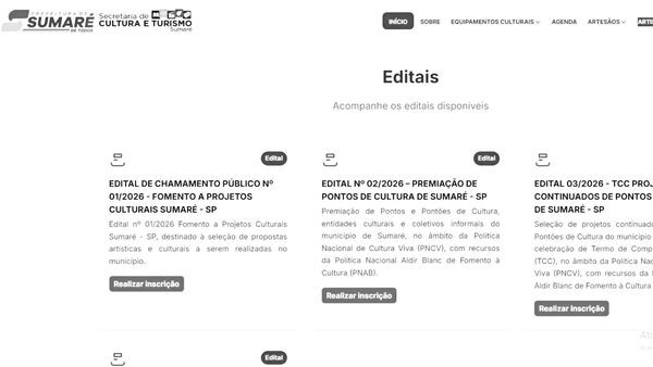 Sumaré abre credenciamento para artistas e profissionais da cultura